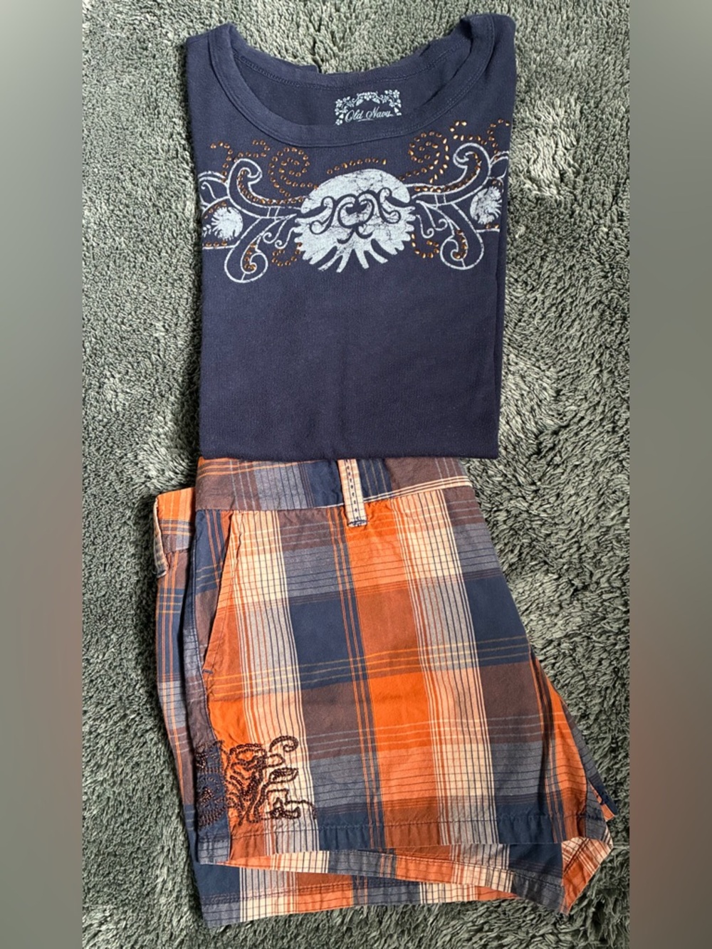 Old Navy Graphic Tee & Plaid Shorts Set